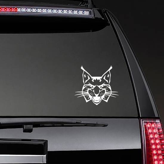 Growling Lynx Head Sticker on a Rear Car Window example