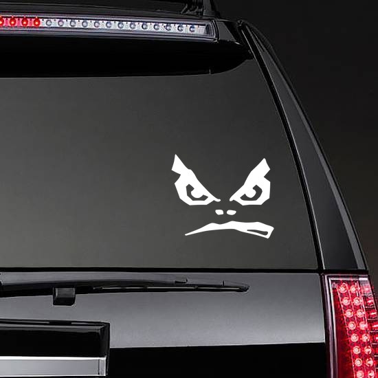 Grumpy Bad Boy Face Sticker on a Rear Car Window example