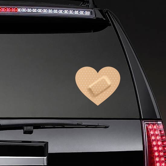 Heart Band Aid Bandage Sticker on a Rear Car Window example