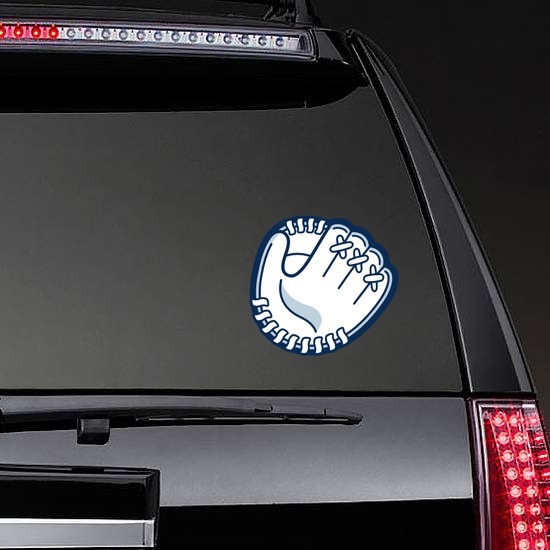 Inside Baseball Glove or Softball Mitt Color Sticker on a Rear Car Window example