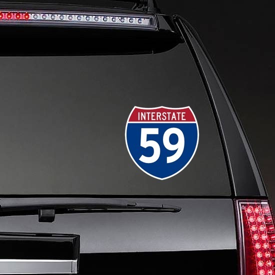 Interstate 59 Sign Sticker on a Rear Car Window example