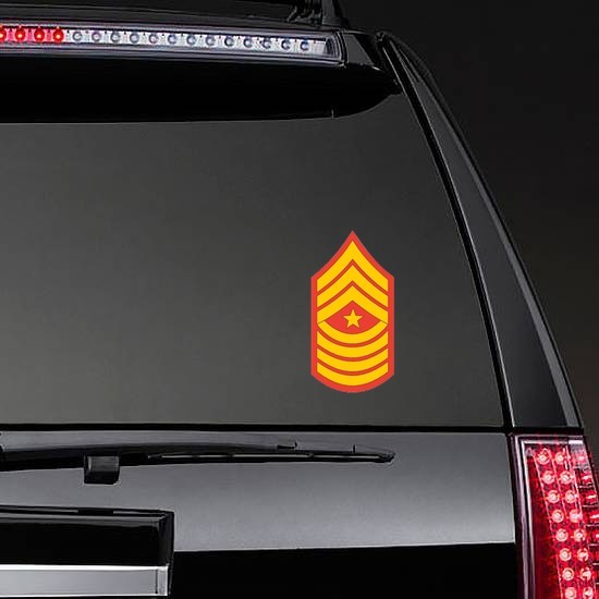 Marine Rank E-9 Sergeant Major Sticker on a Rear Car Window example