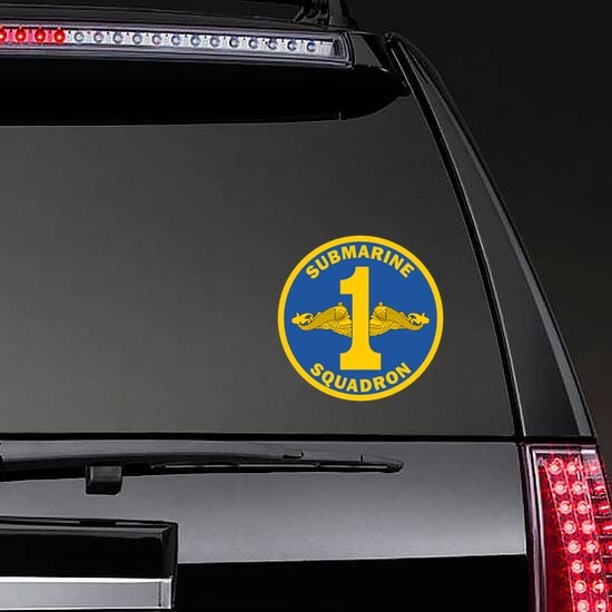 Navy Commander Submarine Squadron 1 Sticker on a Rear Car Window example