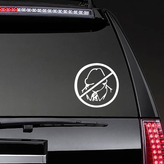 No Dic* Heads Sticker on a Rear Car Window example