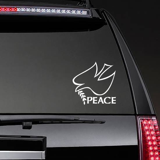 Peace And Dove Bird Sticker on a Rear Car Window example