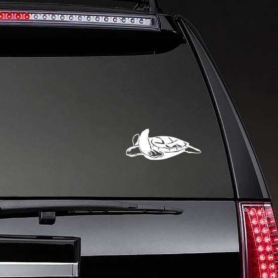 Realistic Sea Turtle Swimming Sticker on a Rear Car Window example