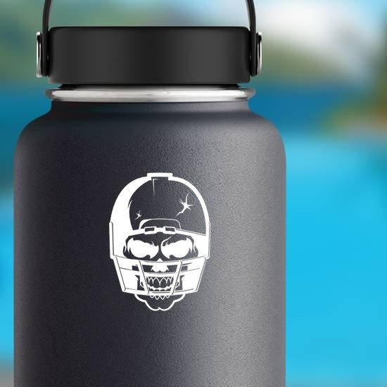 Skull in Cracked Football Helmet Sticker