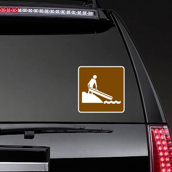 Small Boat Ramp Sticker on a Rear Car Window example