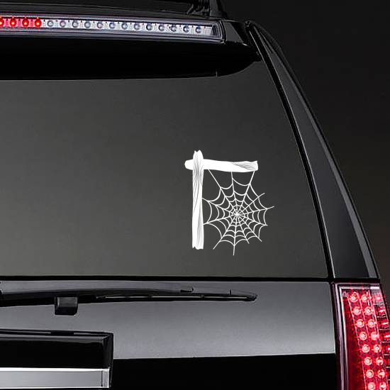 Spider Web On Post Sticker on a Rear Car Window example