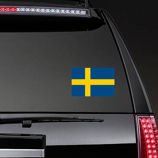 Sweden Flag Sticker on a Rear Car Window example