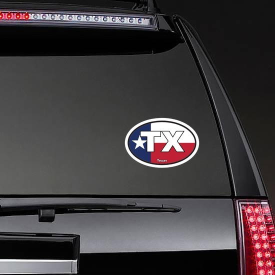 Texas Tx State Flag Oval Sticker on a Rear Car Window example