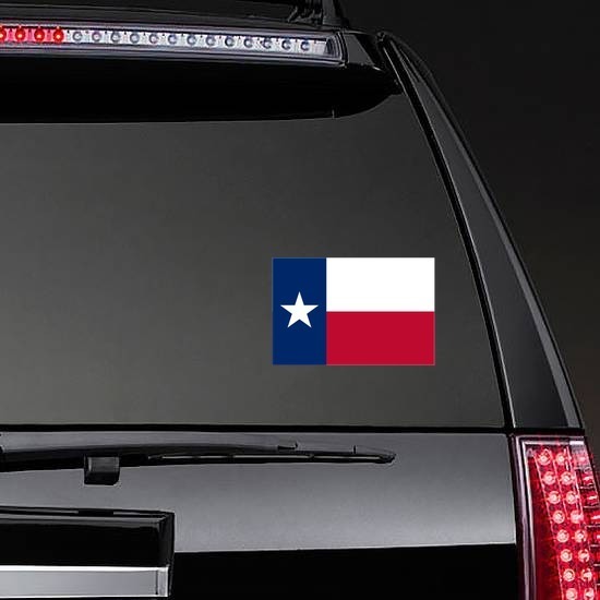 Texas Tx State Flag Sticker on a Rear Car Window example