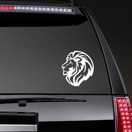 Triumphant Lion Head Sticker on a Rear Car Window example