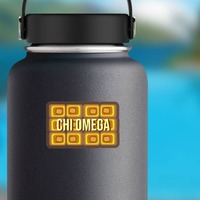 Chi Omega 70s Pattern Sticker on a Water Bottle example