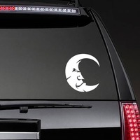 Angry Moon Sticker on a Rear Car Window example