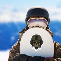 Army Helmet Skull Sticker on a Snowboard example