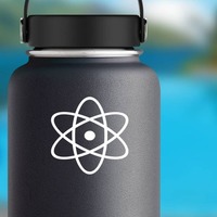 Atom Sticker on a Water Bottle example