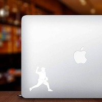 Baseball Pitcher Pitching Sticker on a Laptop example