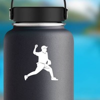 Baseball Pitcher Pitching Sticker on a Water Bottle example