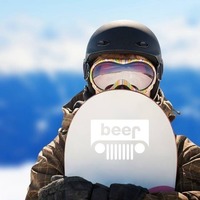 Beer Jeep Sticker on a Snowboard example