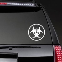 Biohazard In Circle Sticker on a Rear Car Window example