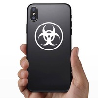 Biohazard In Circle Sticker on a Phone example