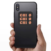 Chi Omega Black Square Sticker on a Phone example