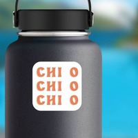 Chi Omega White Square Sticker on a Water Bottle example