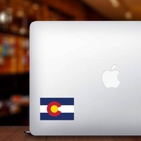 Colorado Co State Flag Sticker on a Laptop example