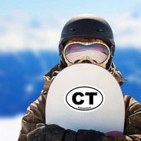 Connecticut Ct Oval Sticker on a Snowboard example