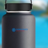 Democratic Party Logo With Slogan Long Printed Color Magne on a Water Bottle example