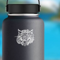 Detailed Tiger Face Sticker on a Water Bottle example