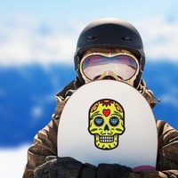 Diamond Eyes Day of the Dead Skull Sticker on a Snowboard example