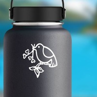 Dove And Heart Branch Sticker on a Water Bottle example