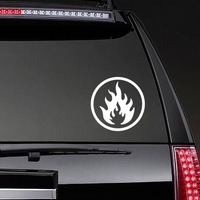 Fire Symbol Sticker on a Rear Car Window example