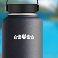 Five Hibiscus Flowers Border Sticker on a Water Bottle example