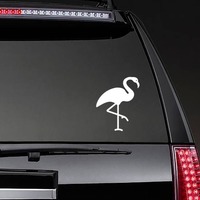 Flamingo Walking Sticker on a Rear Car Window example