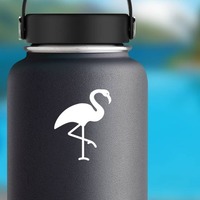 Flamingo Walking Sticker on a Water Bottle example