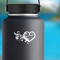 Frilly Heart Sticker on a Water Bottle example