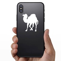 Fuzzy Camel Walking Sticker on a Phone example