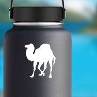 Fuzzy Camel Walking Sticker on a Water Bottle example