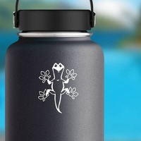 Cartoon Lizard Gecko Sticker on a Water Bottle example