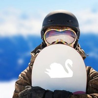 Gleaming Swan Sticker on a Snowboard example