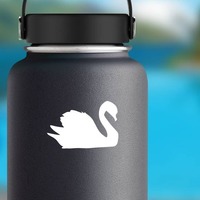 Gleaming Swan Sticker on a Water Bottle example