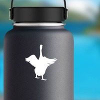 Goose With Wings Out Sticker on a Water Bottle example