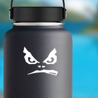 Grumpy Bad Boy Face Sticker on a Water Bottle example