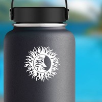 Grumpy Sun And Moon Sticker on a Water Bottle example