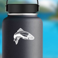 Grumpy Trout Fish Fishing Sticker on a Water Bottle example