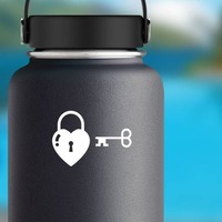 Heart With Lock & Key Sticker on a Water Bottle example