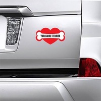 I Love My Dog With Yorkshire Terrier Bone And Heart Magnet on a Car Bumper example